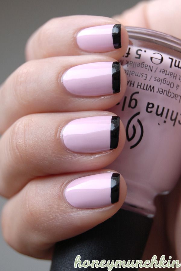 Black and Pink French Nail. 