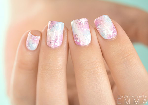 Pastel Pink Galaxy Nail Design. See the tutorial 
