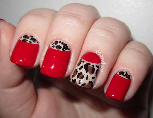 Sassy and Classy Leopard Half Moon Nails. 
