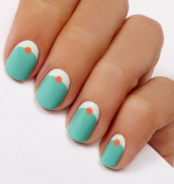 Simple Half Moon Mani with Added Dotting. 