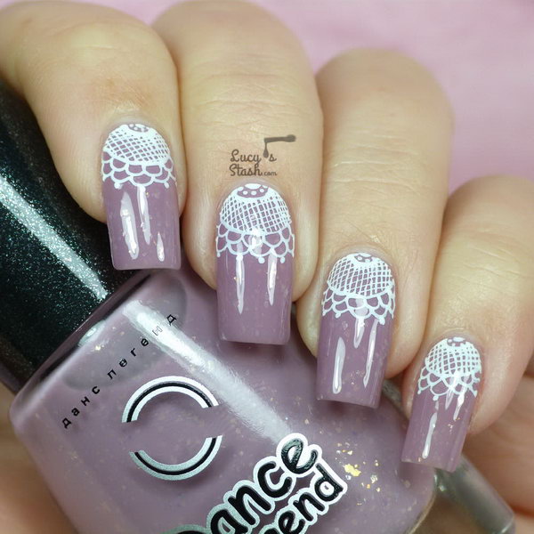 Lace Half Moon Nail Art with Tutorial. Check out 