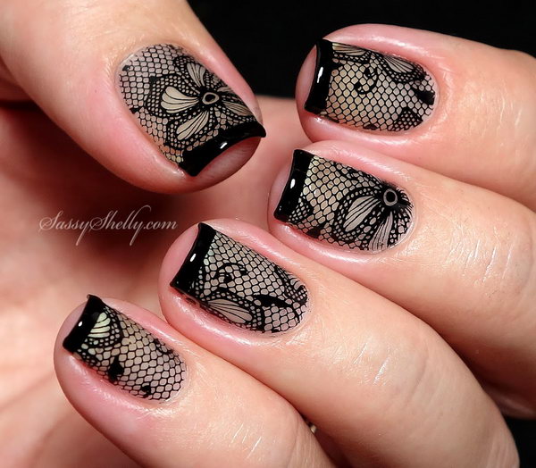 Black Lace Nail Design. Get the tutorial 