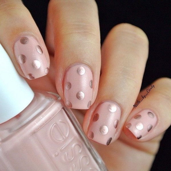 Lovely Pink Polka Dot Nail Designs. Pink is the most popular nail colors for girls. It is perfect for your wedding day. 