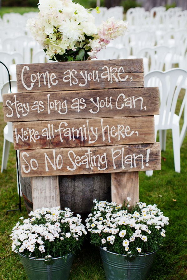 Lovely Rustic Wedding Ceremony Sign. 