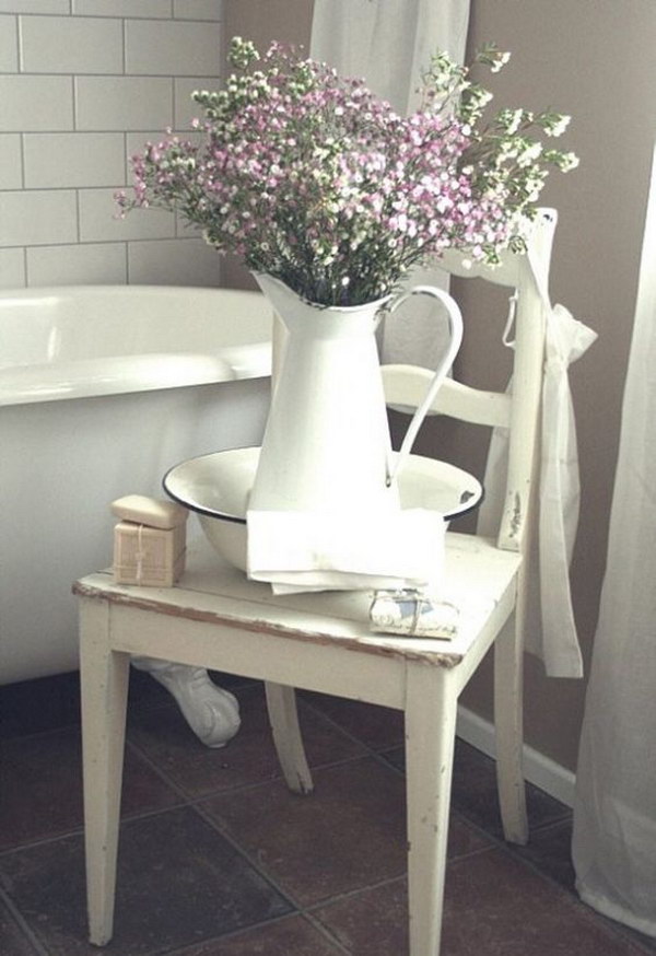 Chair Next To Tub To Hold Pretty Things 