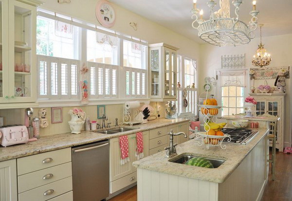 Adorable Shabby Chic Kitchen with So Many Details 