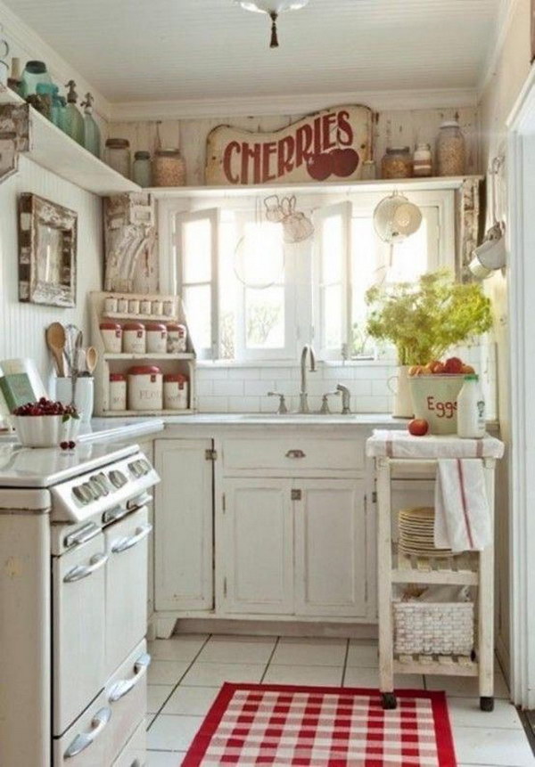 Small Kitchen Decor in Shabby Chic Style. 