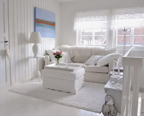 All White Living Room. 
