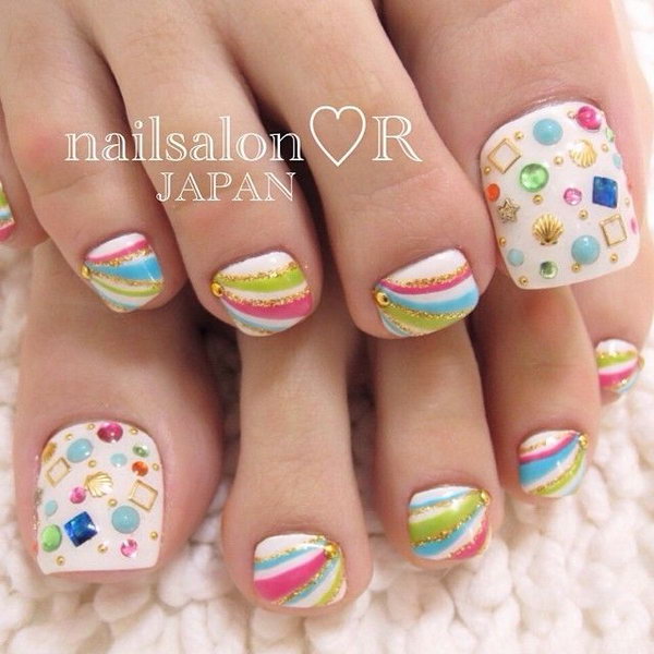 Rainbow Toe Nail Designs. 