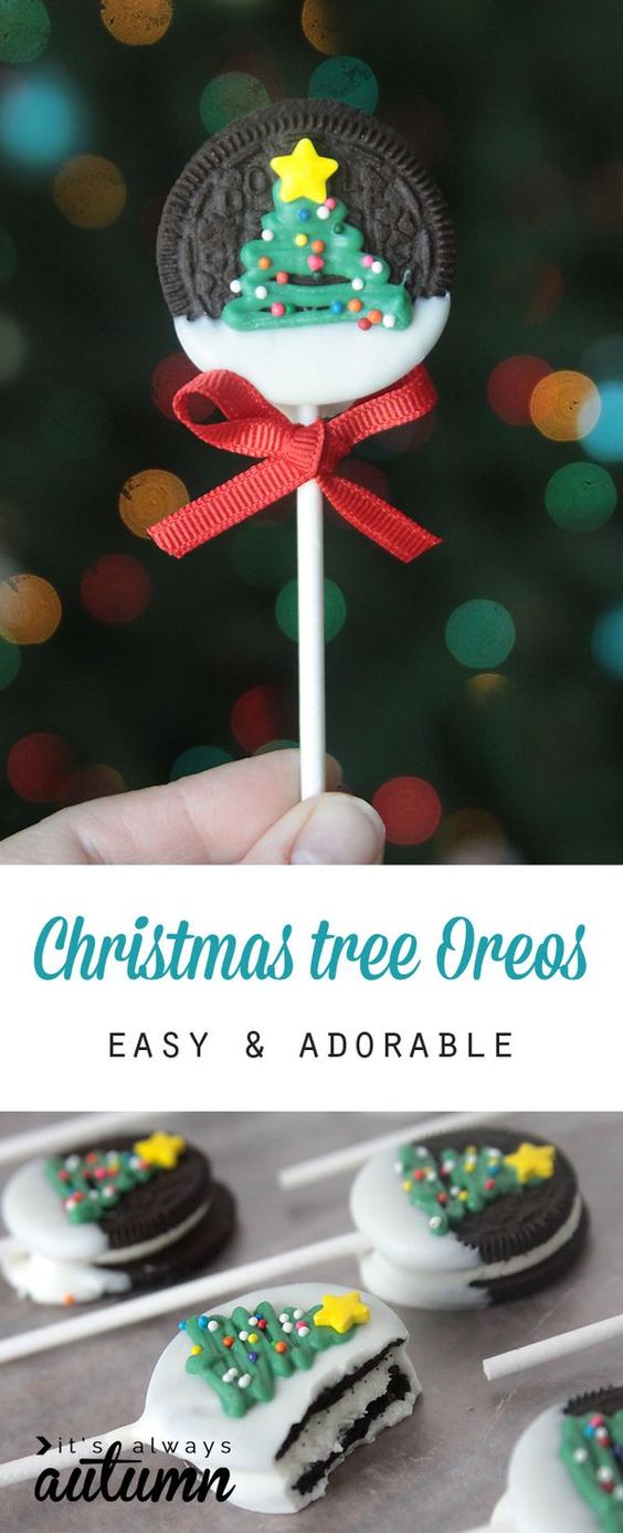 Easy and Adorable Christmas Tree Oreo Pops. 