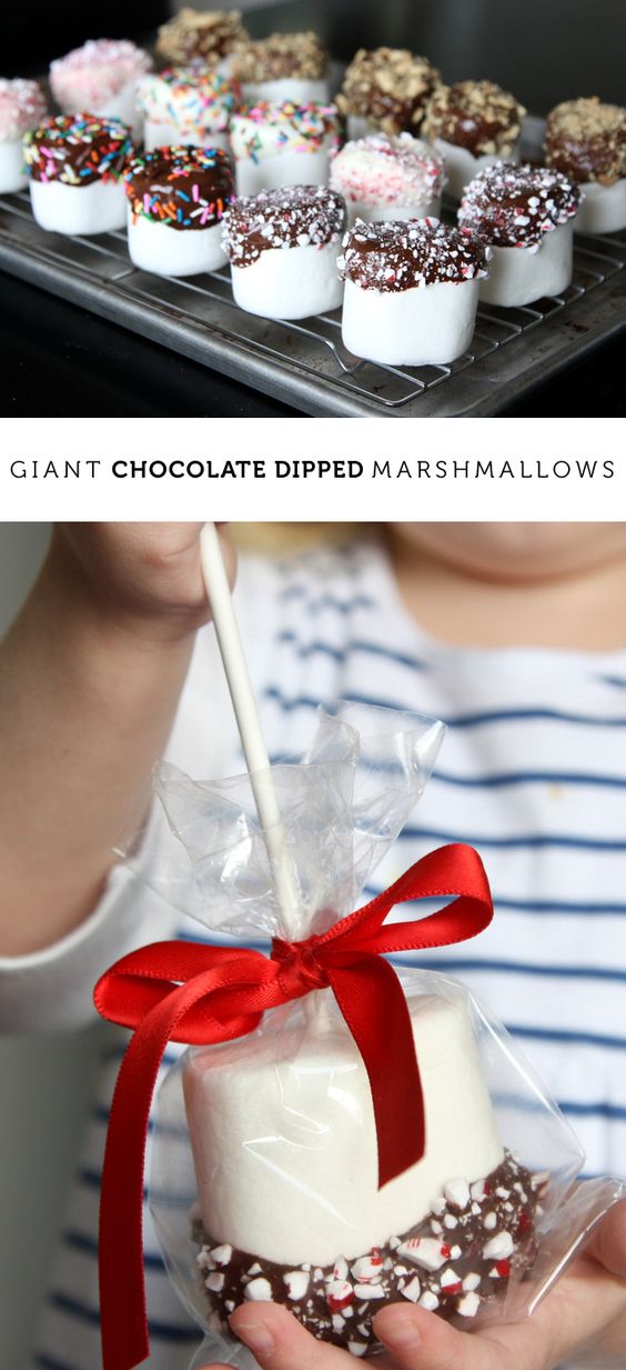 Giant Chocolate Dipped Marshmallows. 