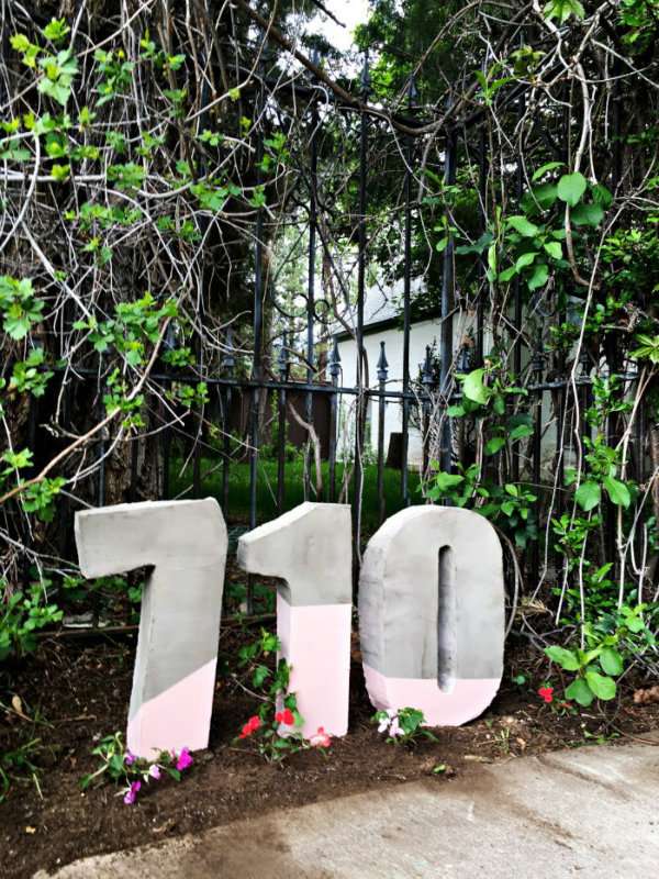 Oversize Painted Cement House Numbers. 