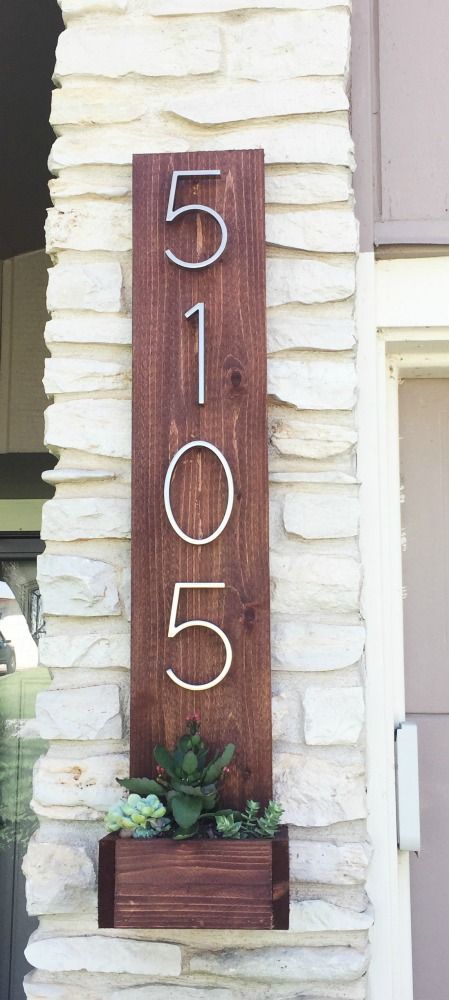 Cedar Street House Number Planter. 