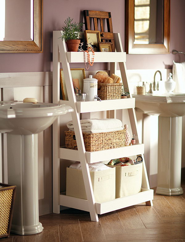 This attractive bathroom ladder shelf provides plenty of space for towels, soap, cosmetics and more. You could co ordinate this into any colour scheme and it would work perfectly. 