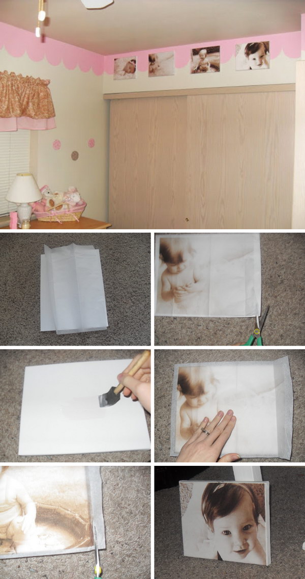 Tutorial de DIY para impressão de fotos no papel de tecido e mod Podging na lona. 