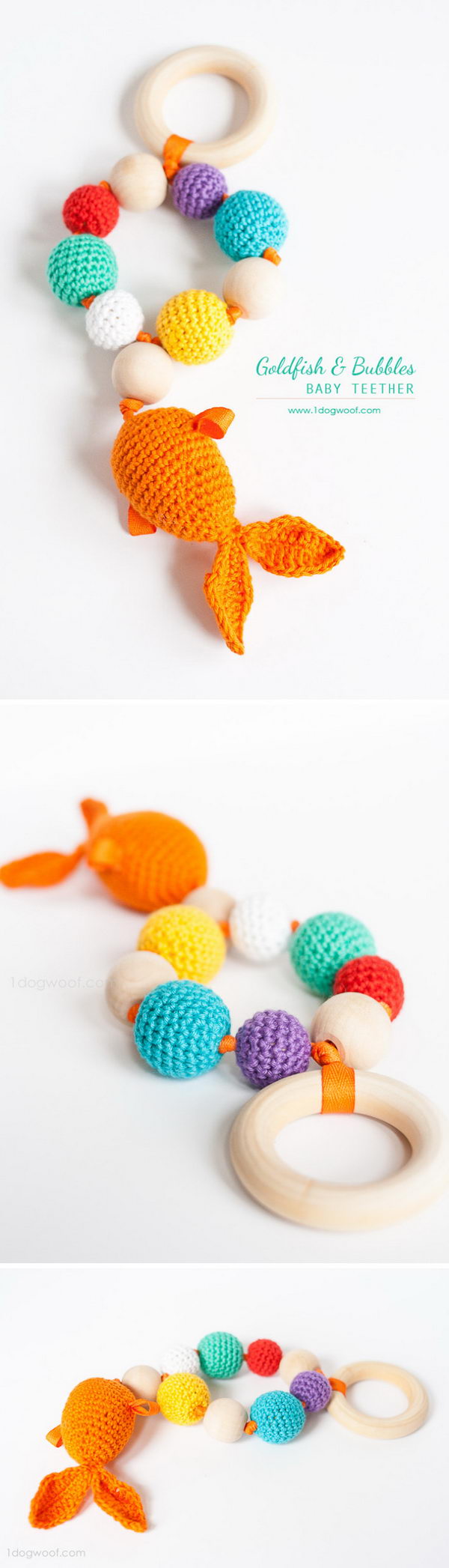 Crochet Bubbles & Goldfish Teether. 