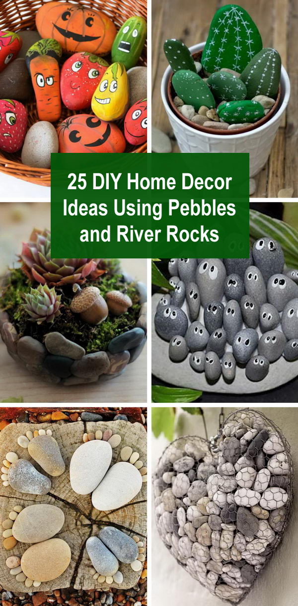 25 DIY Home Decor Ideas Using Pebbles and River Rocks. 
