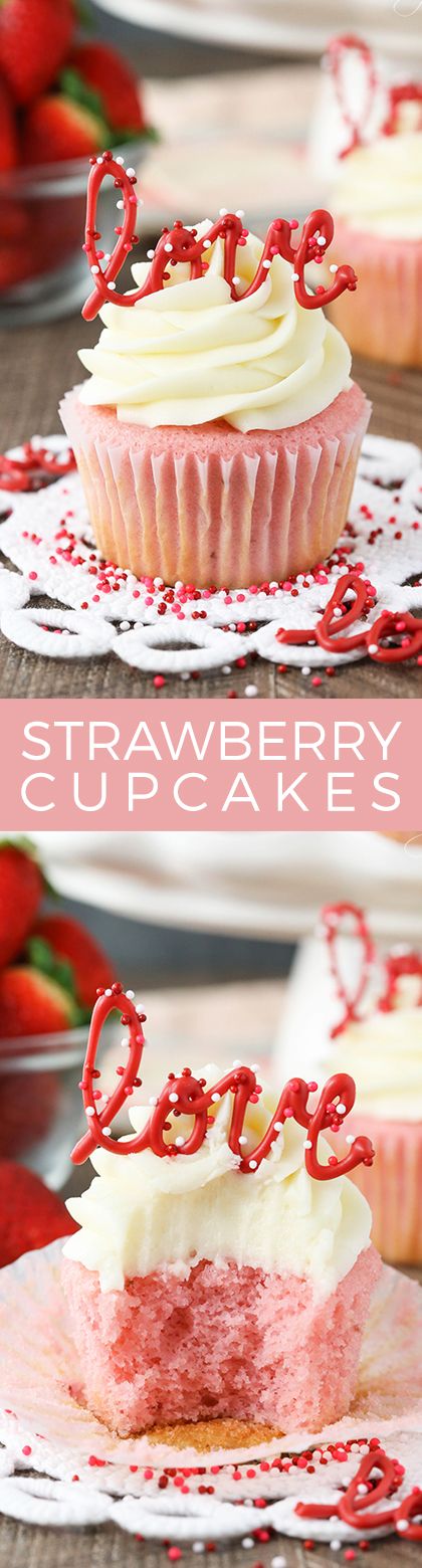 Strawberry Cupcakes With Cream Cheese Frosting. 