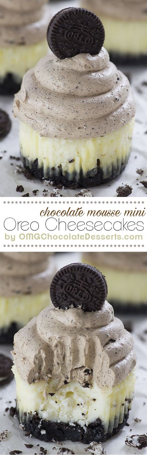 Chocolate Mousse Mini Oreo Cheesecakes. 