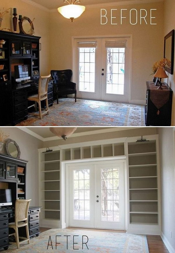 From A Dull Wall Into An Impressive Floor To Ceiling Bookcase. 