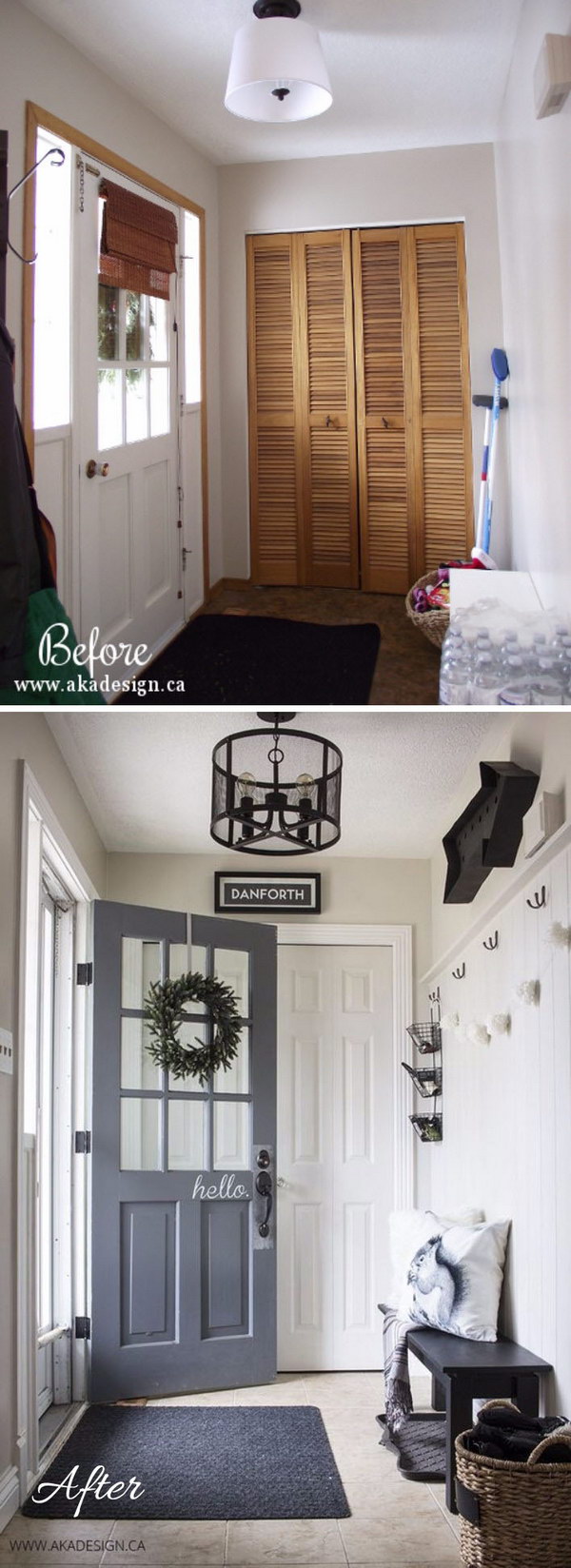 Awesome Black and White Entryway Makeover. 