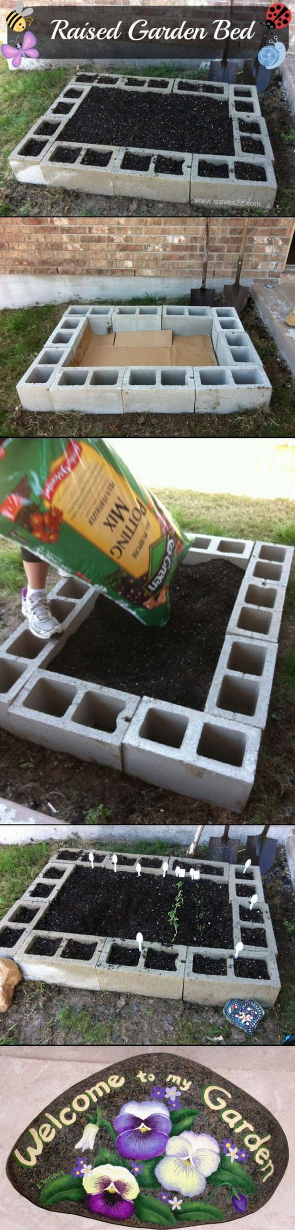 DIY Cinder Block Raised Garden Bed. 
