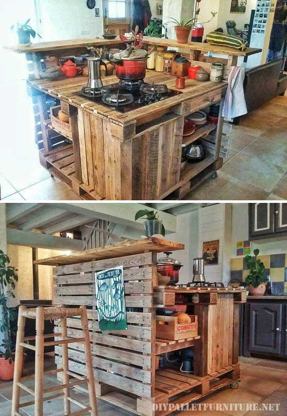 Kitchen Island Made Out of Pallets. 